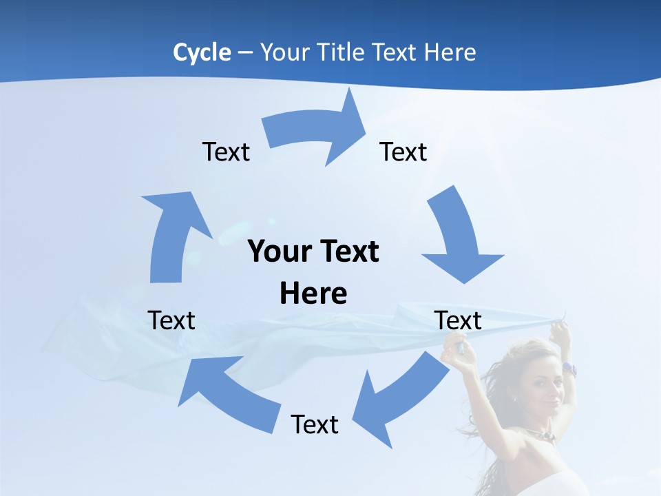 A Woman Holding A Blue Scarf In The Air PowerPoint Template