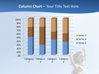 A Woman Holding A Blue Scarf In The Air PowerPoint Template