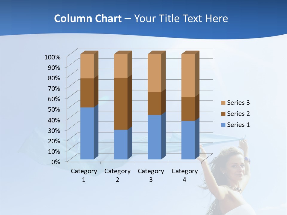 A Woman Holding A Blue Scarf In The Air PowerPoint Template