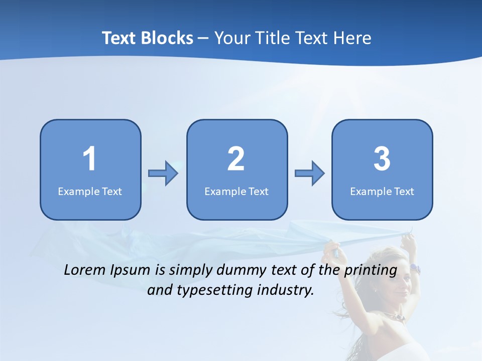 A Woman Holding A Blue Scarf In The Air PowerPoint Template