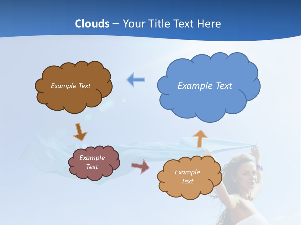 A Woman Holding A Blue Scarf In The Air PowerPoint Template