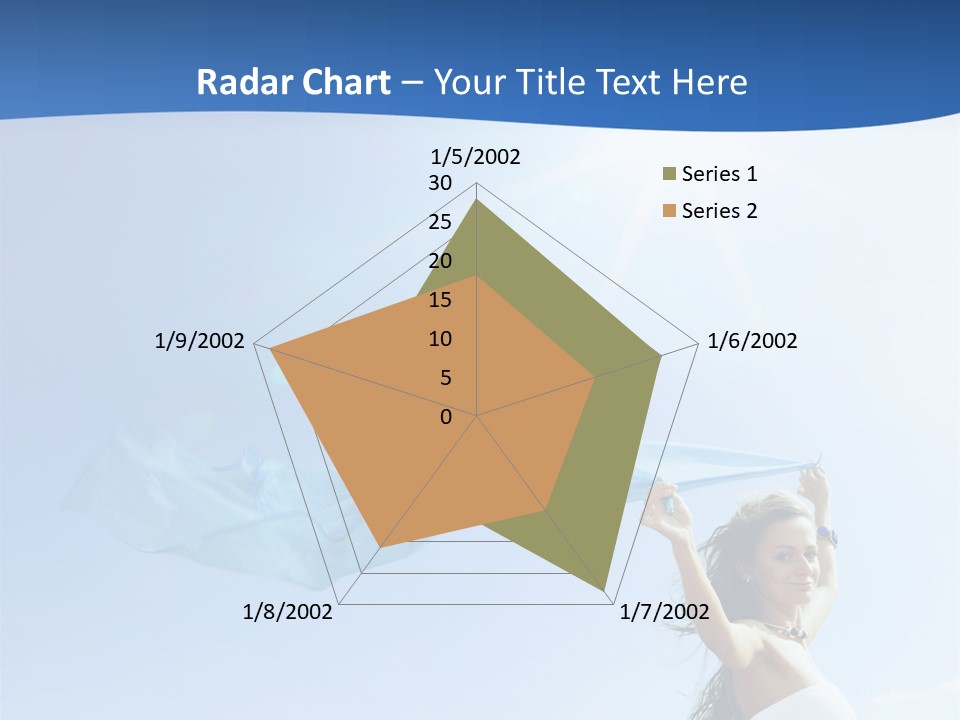 A Woman Holding A Blue Scarf In The Air PowerPoint Template