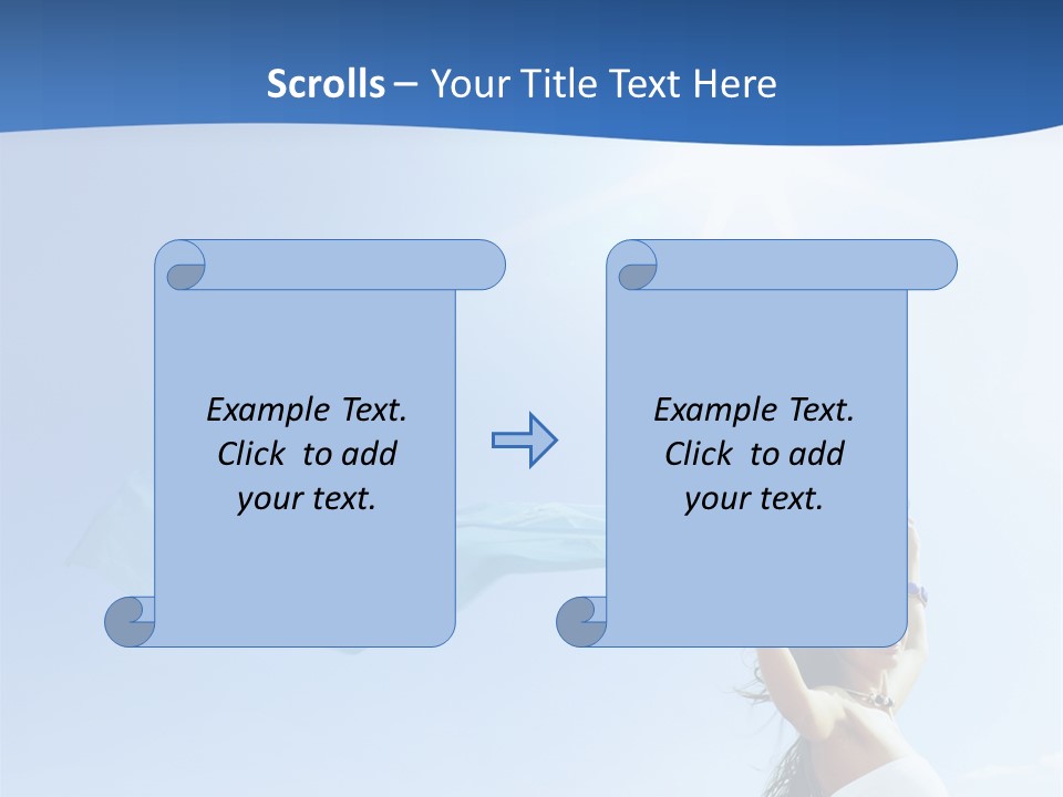 A Woman Holding A Blue Scarf In The Air PowerPoint Template