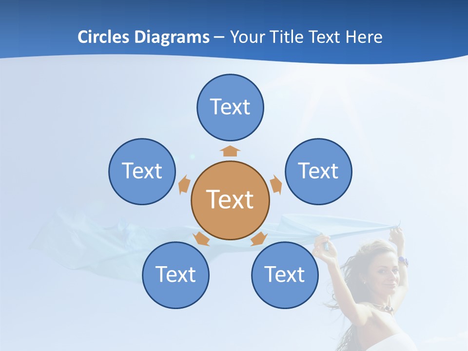 A Woman Holding A Blue Scarf In The Air PowerPoint Template