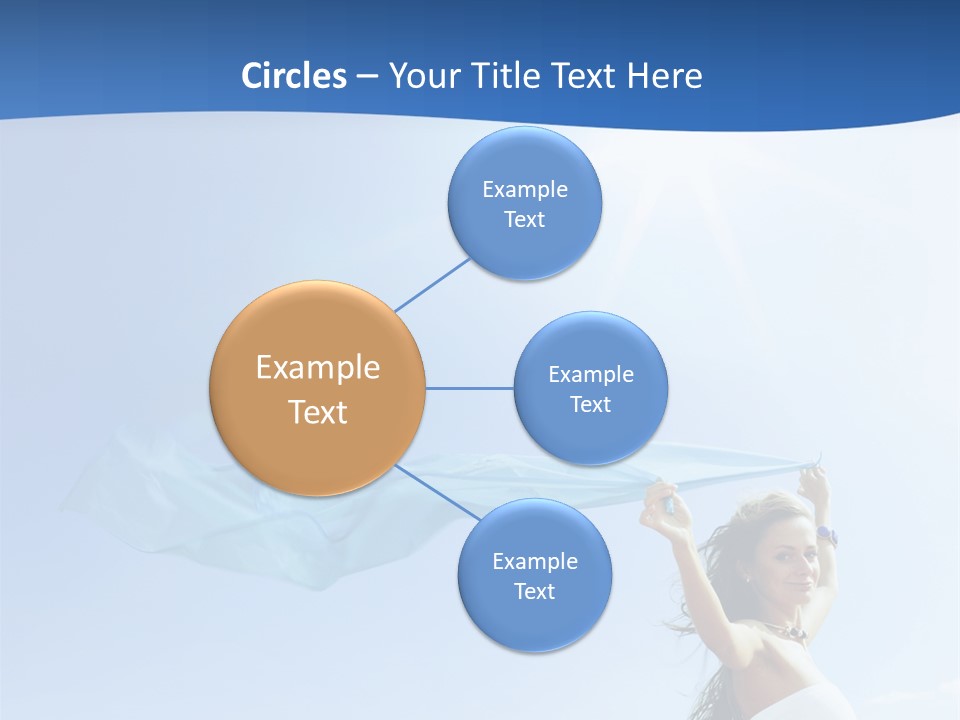 A Woman Holding A Blue Scarf In The Air PowerPoint Template