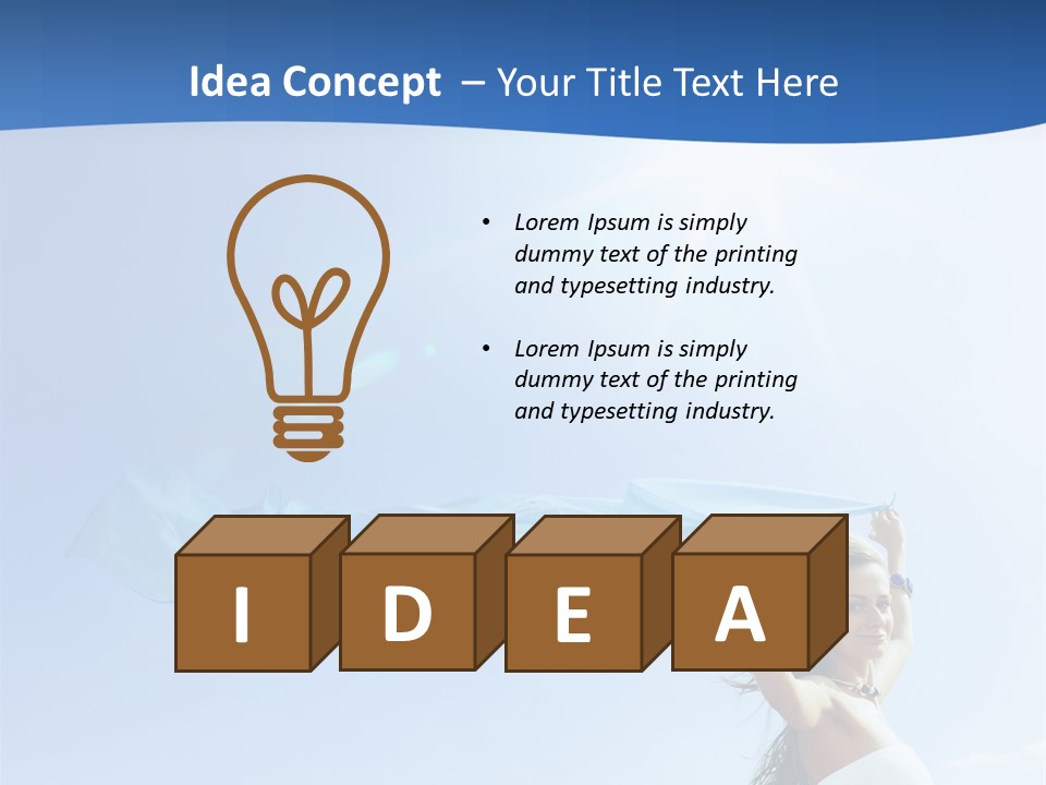 A Woman Holding A Blue Scarf In The Air PowerPoint Template