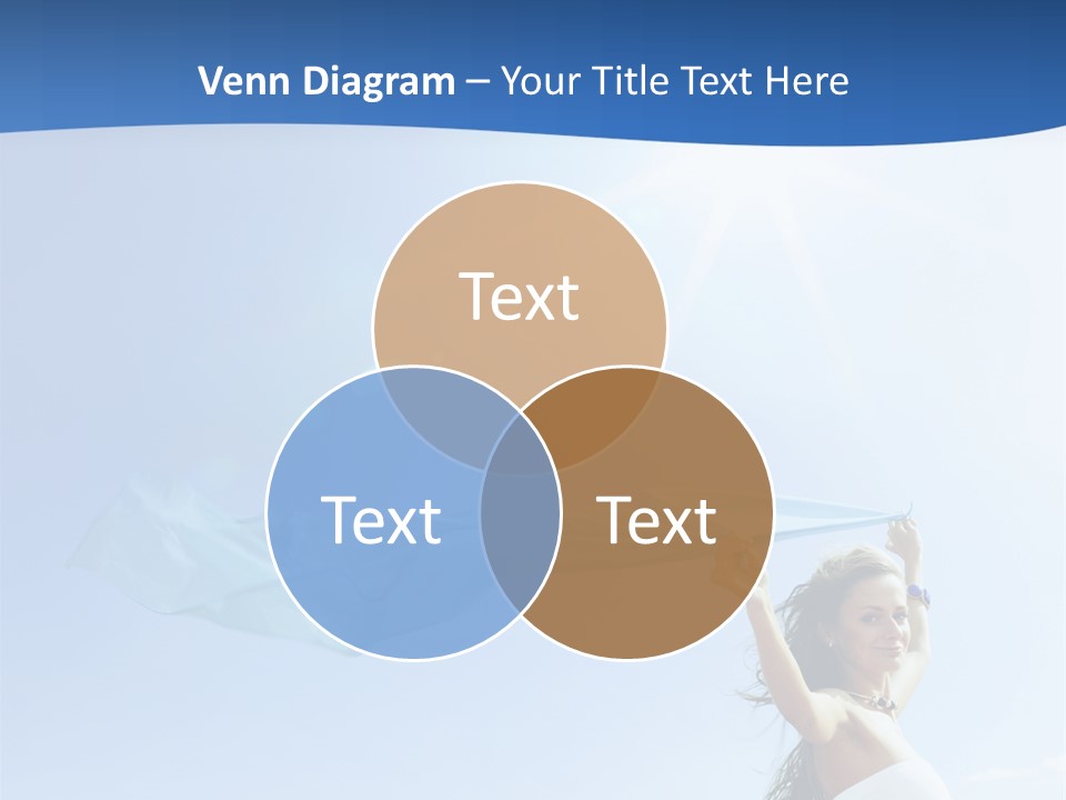 A Woman Holding A Blue Scarf In The Air PowerPoint Template