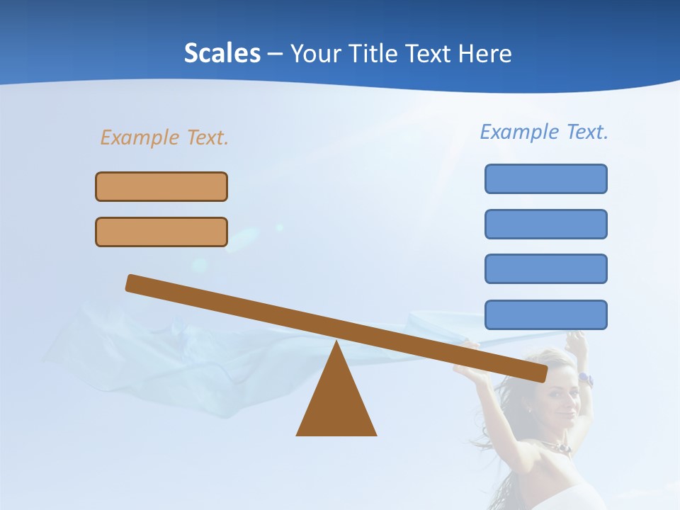 A Woman Holding A Blue Scarf In The Air PowerPoint Template