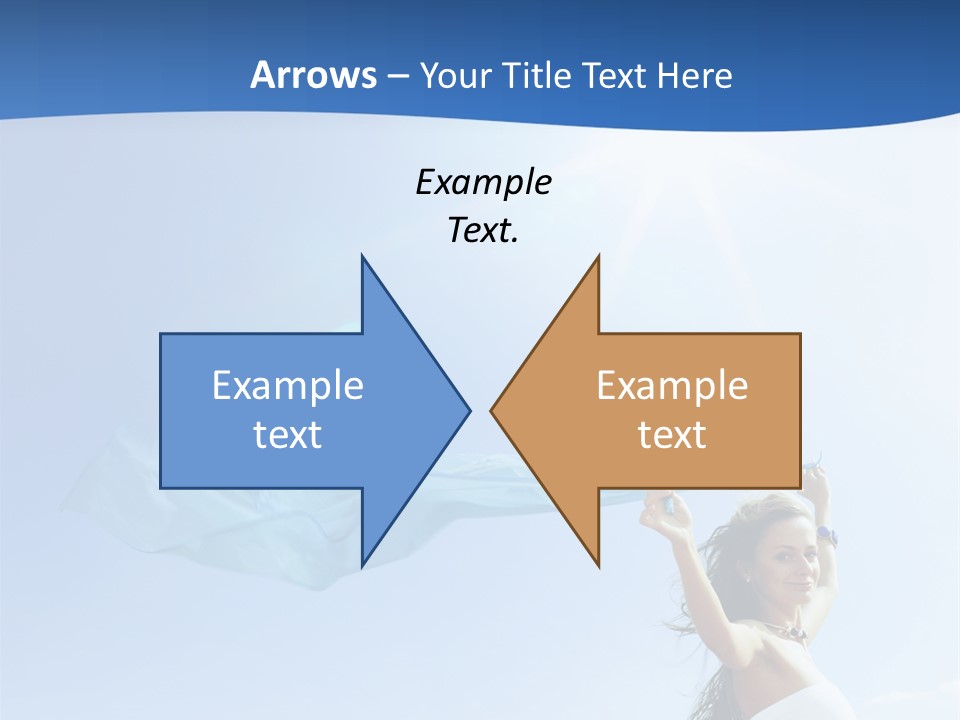 A Woman Holding A Blue Scarf In The Air PowerPoint Template