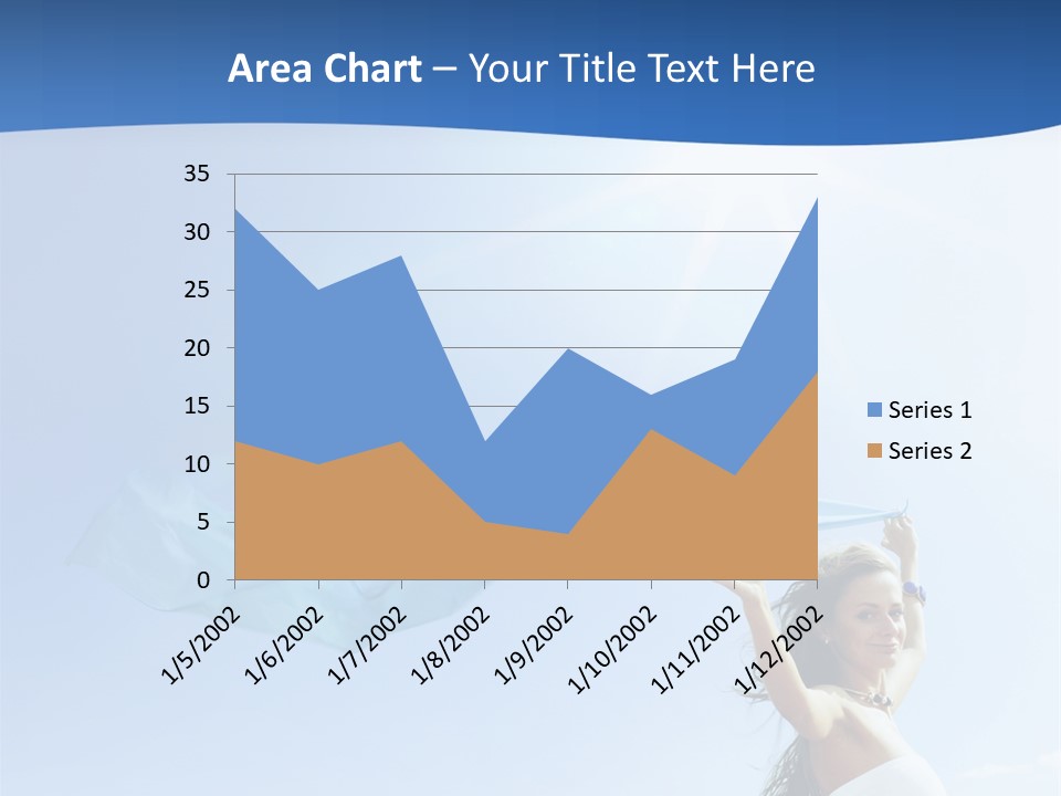 A Woman Holding A Blue Scarf In The Air PowerPoint Template