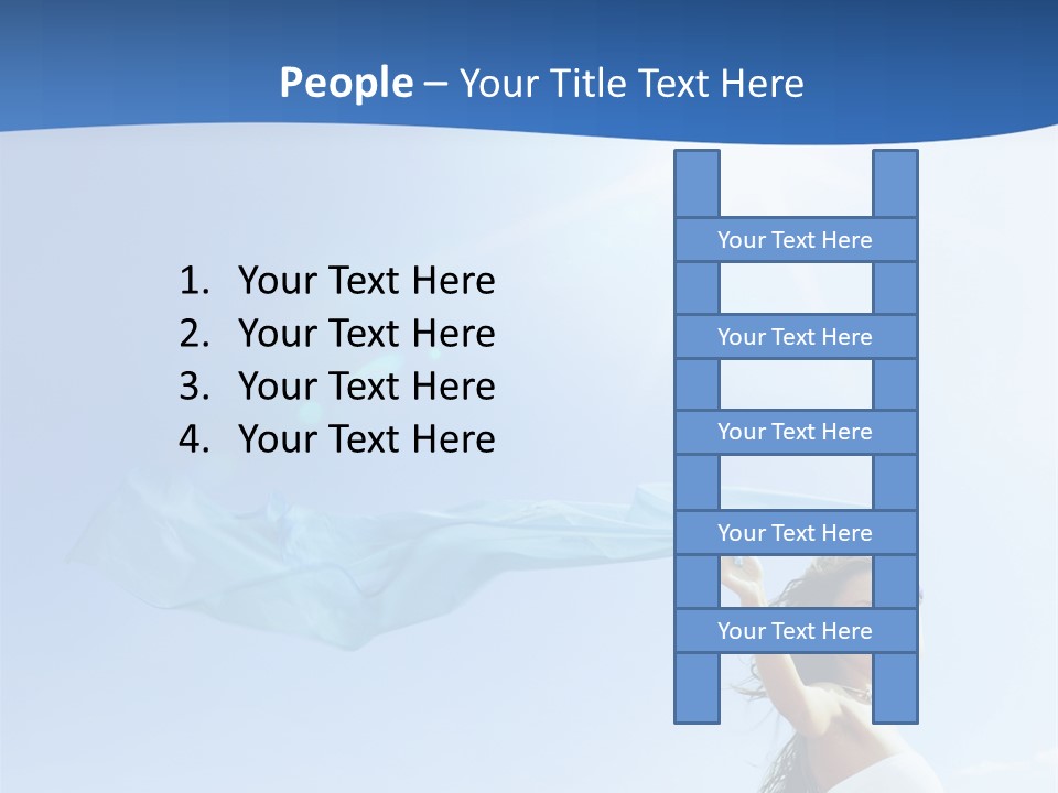 A Woman Holding A Blue Scarf In The Air PowerPoint Template