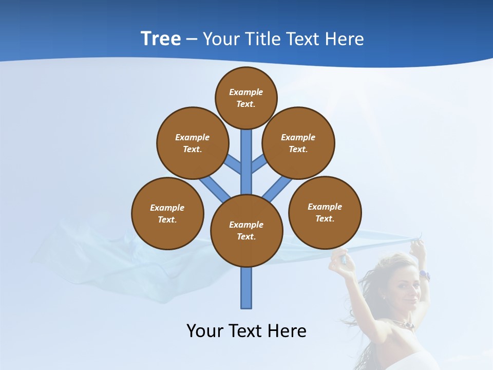 A Woman Holding A Blue Scarf In The Air PowerPoint Template