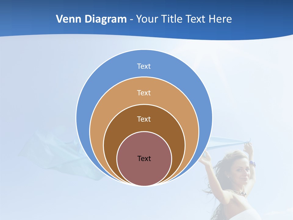 A Woman Holding A Blue Scarf In The Air PowerPoint Template