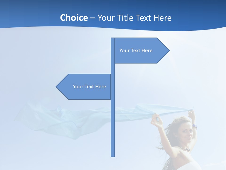 A Woman Holding A Blue Scarf In The Air PowerPoint Template