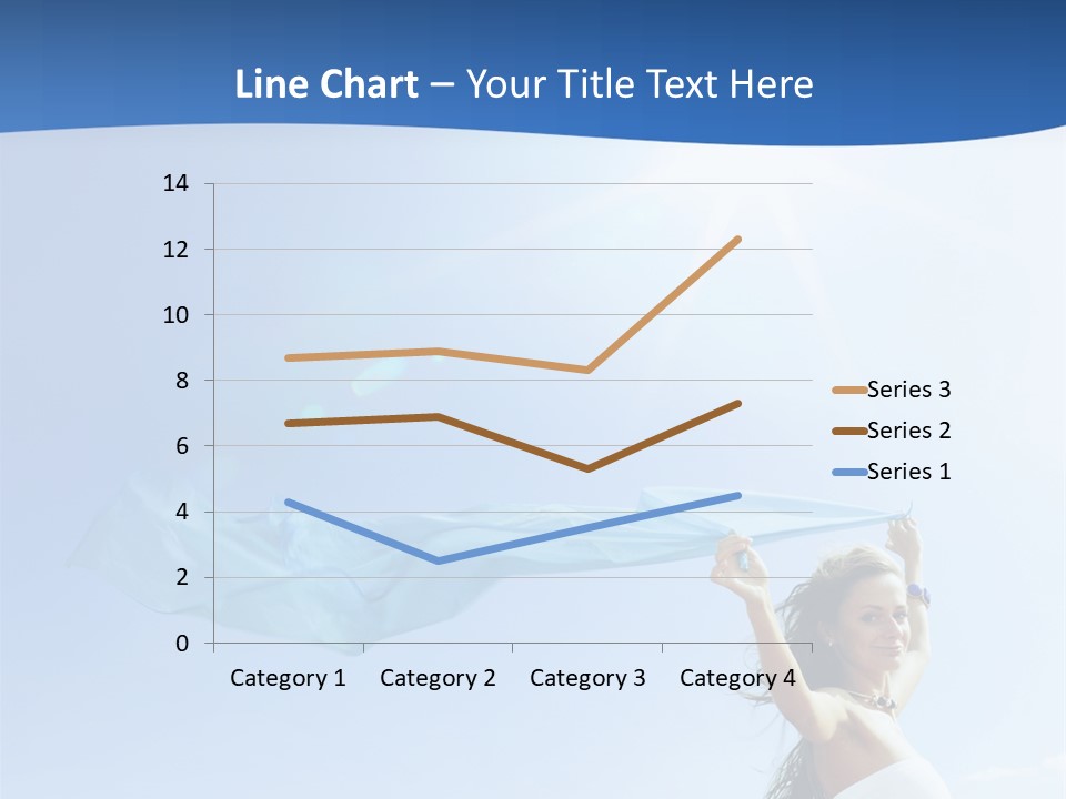 A Woman Holding A Blue Scarf In The Air PowerPoint Template