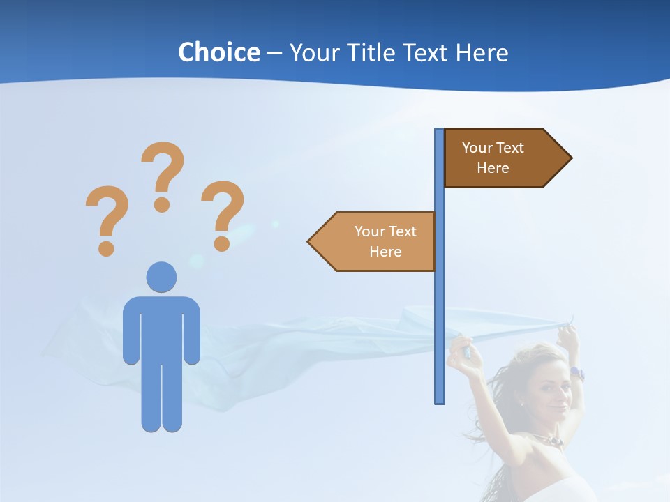 A Woman Holding A Blue Scarf In The Air PowerPoint Template