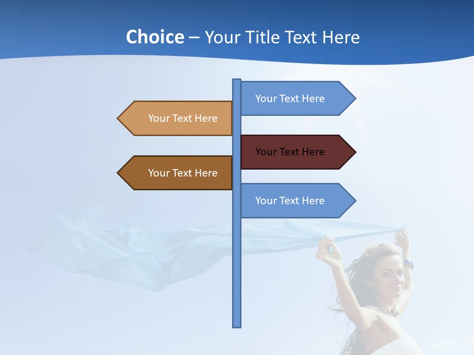 A Woman Holding A Blue Scarf In The Air PowerPoint Template