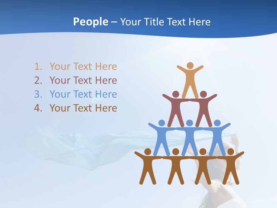 A Woman Holding A Blue Scarf In The Air PowerPoint Template