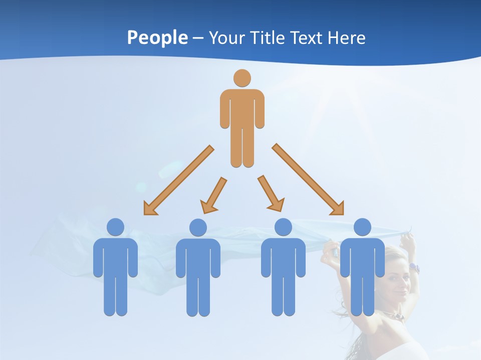 A Woman Holding A Blue Scarf In The Air PowerPoint Template