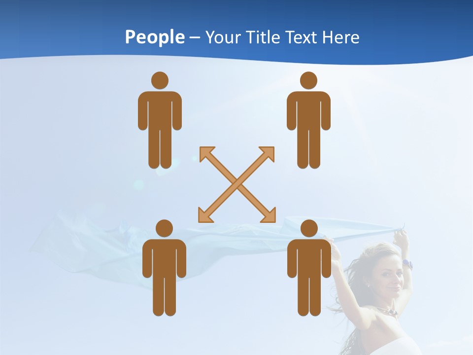 A Woman Holding A Blue Scarf In The Air PowerPoint Template