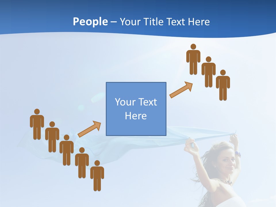 A Woman Holding A Blue Scarf In The Air PowerPoint Template