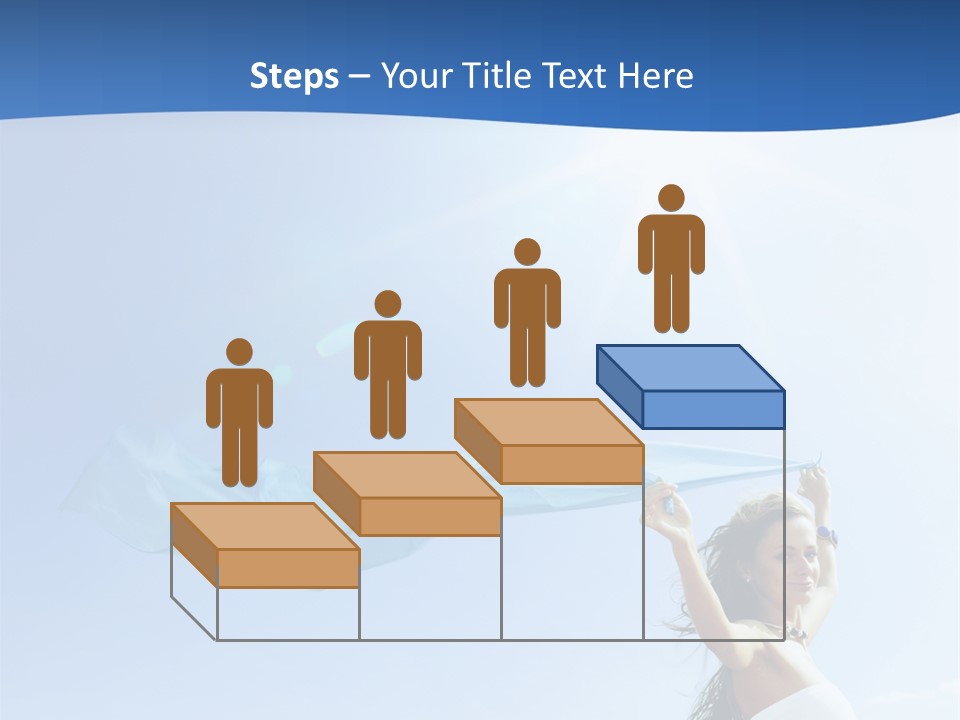 A Woman Holding A Blue Scarf In The Air PowerPoint Template