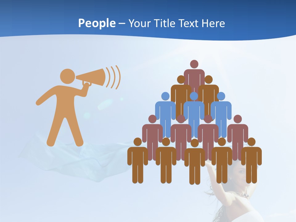 A Woman Holding A Blue Scarf In The Air PowerPoint Template