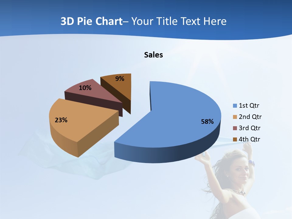 A Woman Holding A Blue Scarf In The Air PowerPoint Template