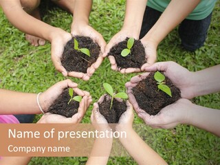 A Group Of People Holding Plants In Their Hands PowerPoint Template