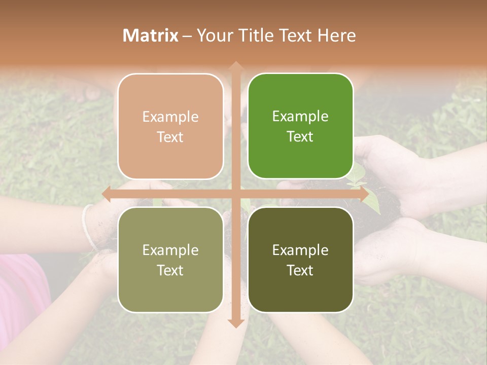 A Group Of People Holding Plants In Their Hands PowerPoint Template