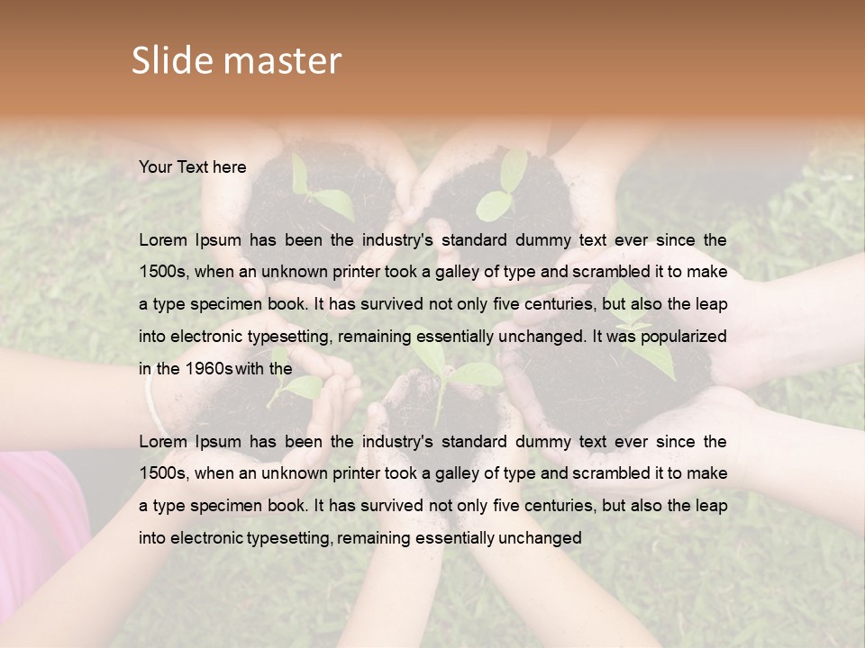 A Group Of People Holding Plants In Their Hands PowerPoint Template