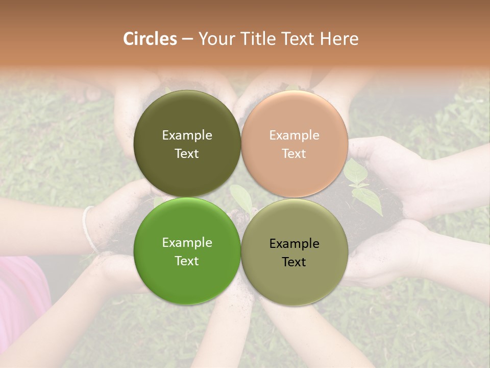 A Group Of People Holding Plants In Their Hands PowerPoint Template