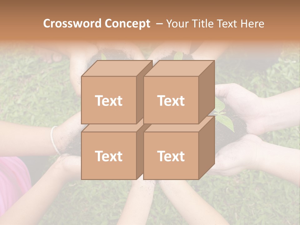 A Group Of People Holding Plants In Their Hands PowerPoint Template