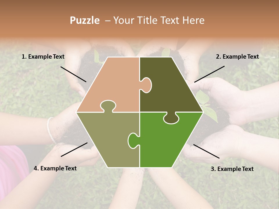 A Group Of People Holding Plants In Their Hands PowerPoint Template