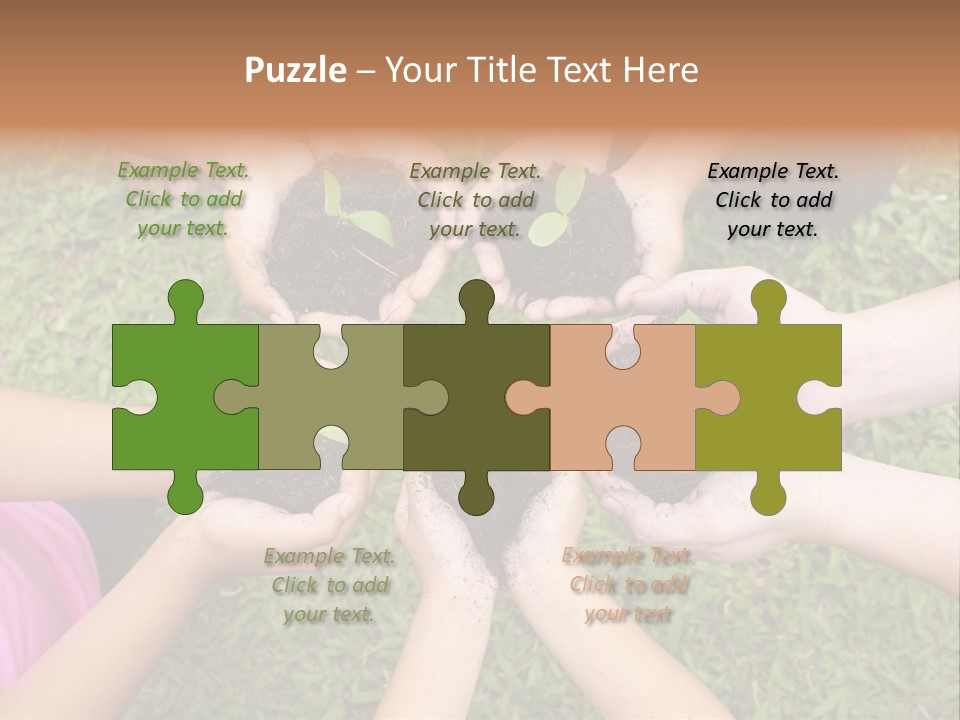 A Group Of People Holding Plants In Their Hands PowerPoint Template