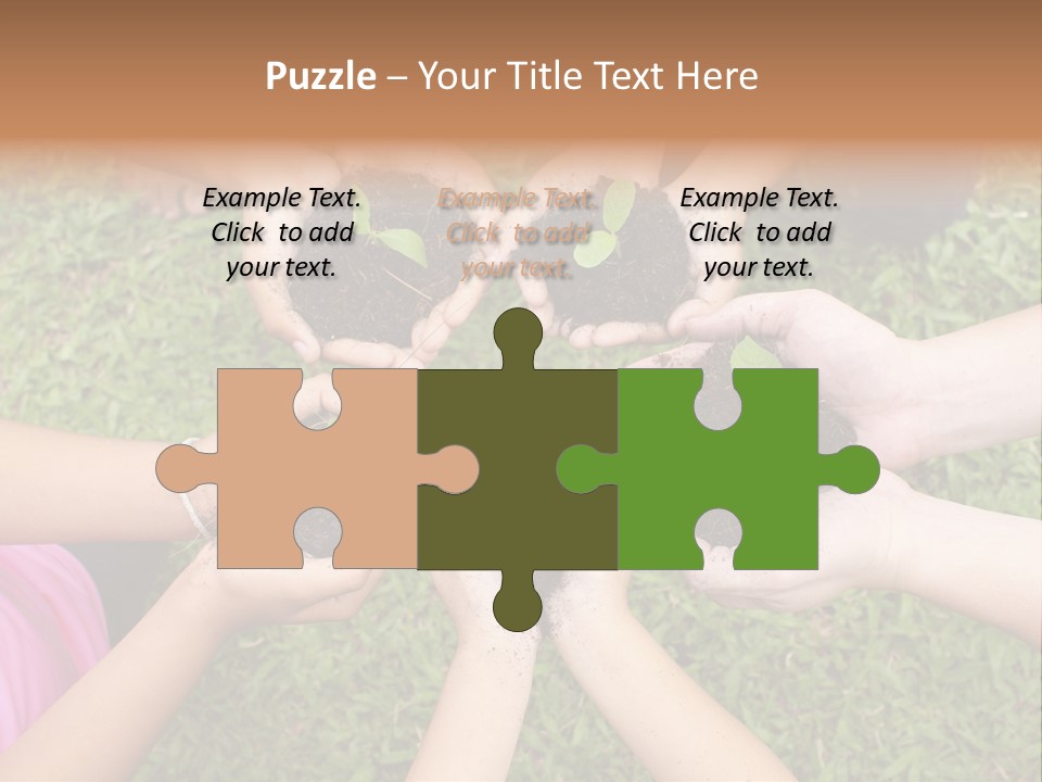 A Group Of People Holding Plants In Their Hands PowerPoint Template