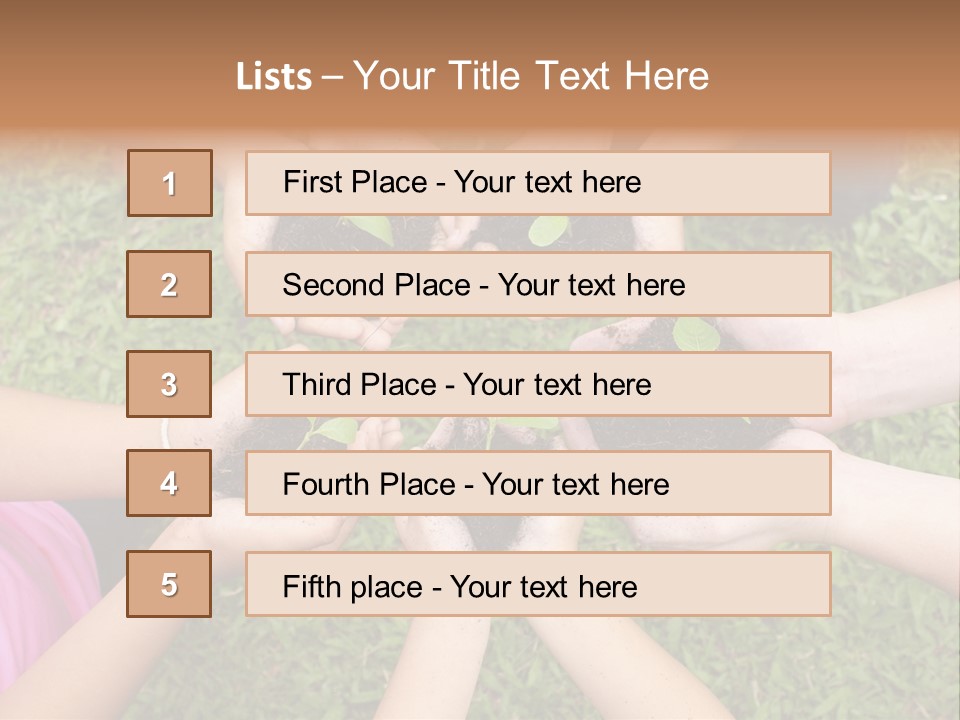 A Group Of People Holding Plants In Their Hands PowerPoint Template