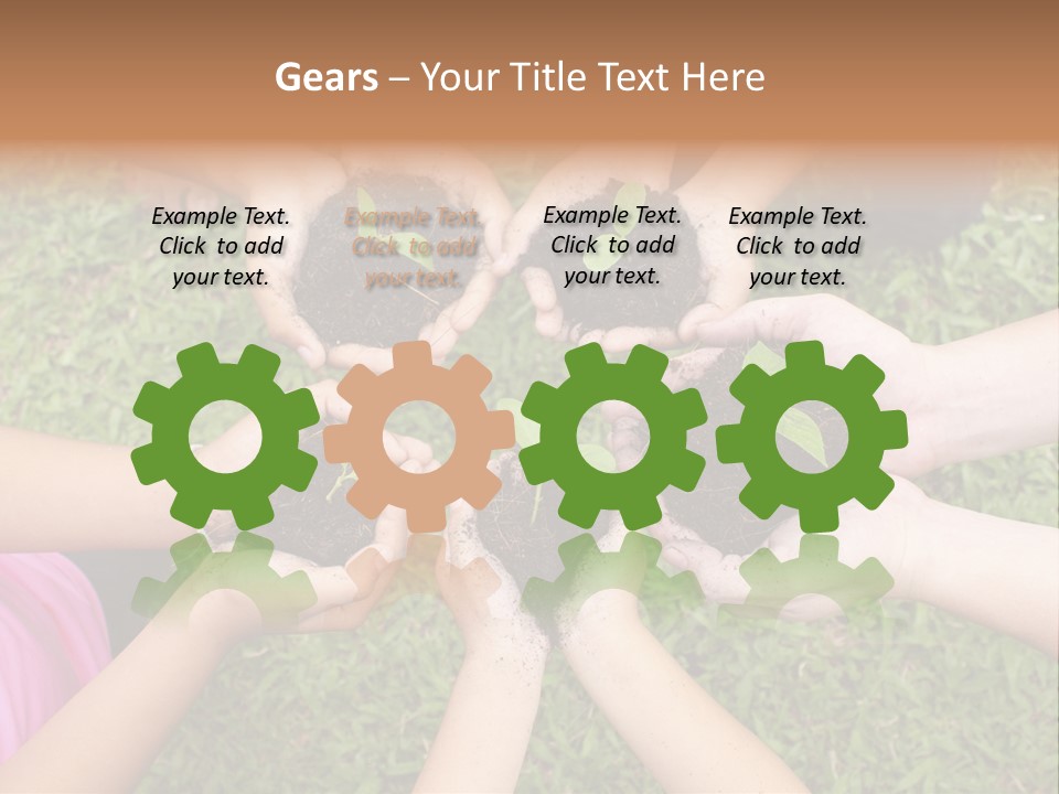 A Group Of People Holding Plants In Their Hands PowerPoint Template