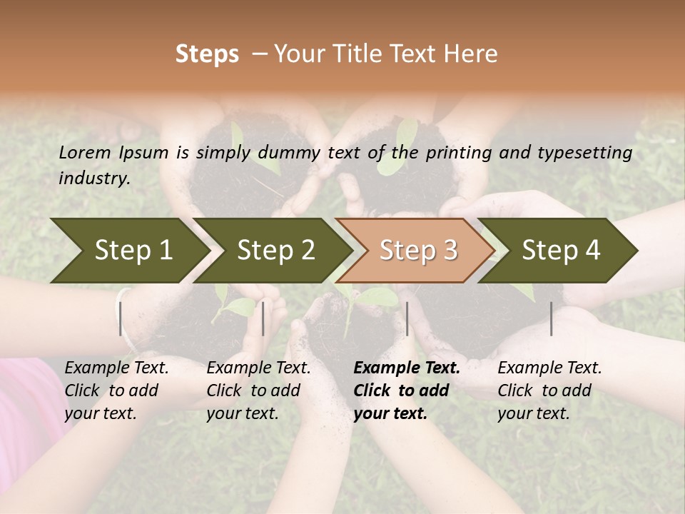 A Group Of People Holding Plants In Their Hands PowerPoint Template