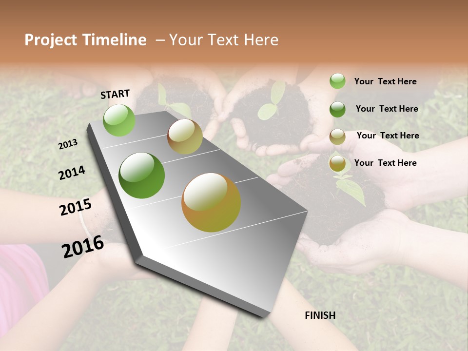 A Group Of People Holding Plants In Their Hands PowerPoint Template