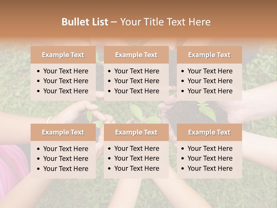 A Group Of People Holding Plants In Their Hands PowerPoint Template