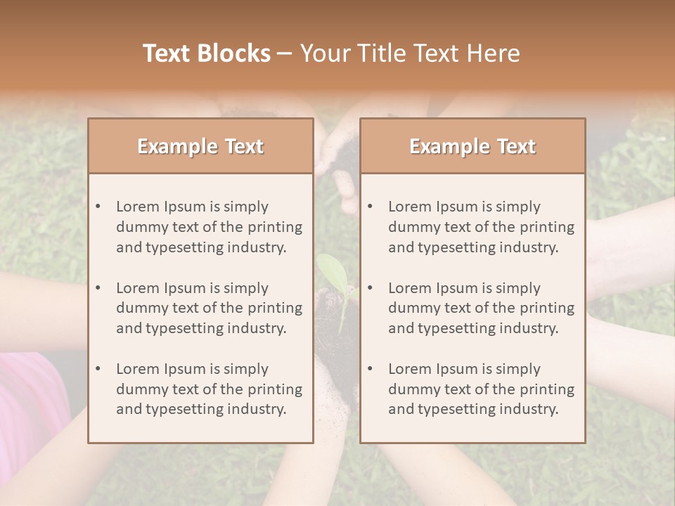 A Group Of People Holding Plants In Their Hands PowerPoint Template