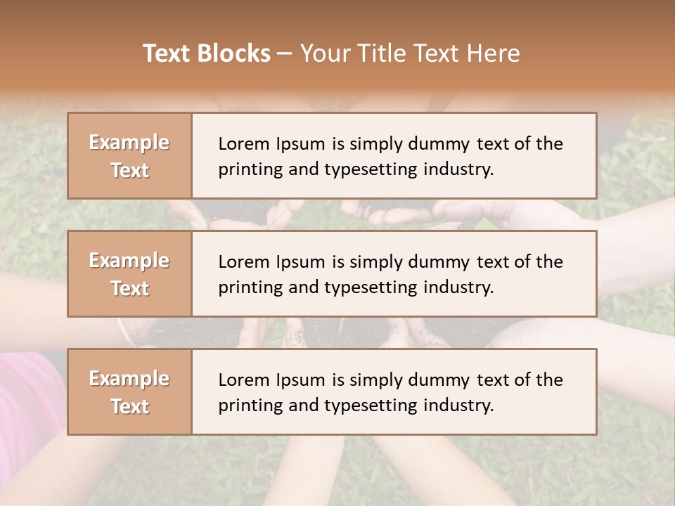 A Group Of People Holding Plants In Their Hands PowerPoint Template