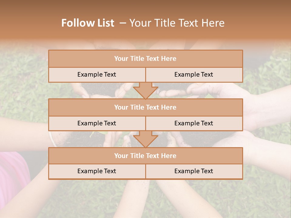 A Group Of People Holding Plants In Their Hands PowerPoint Template