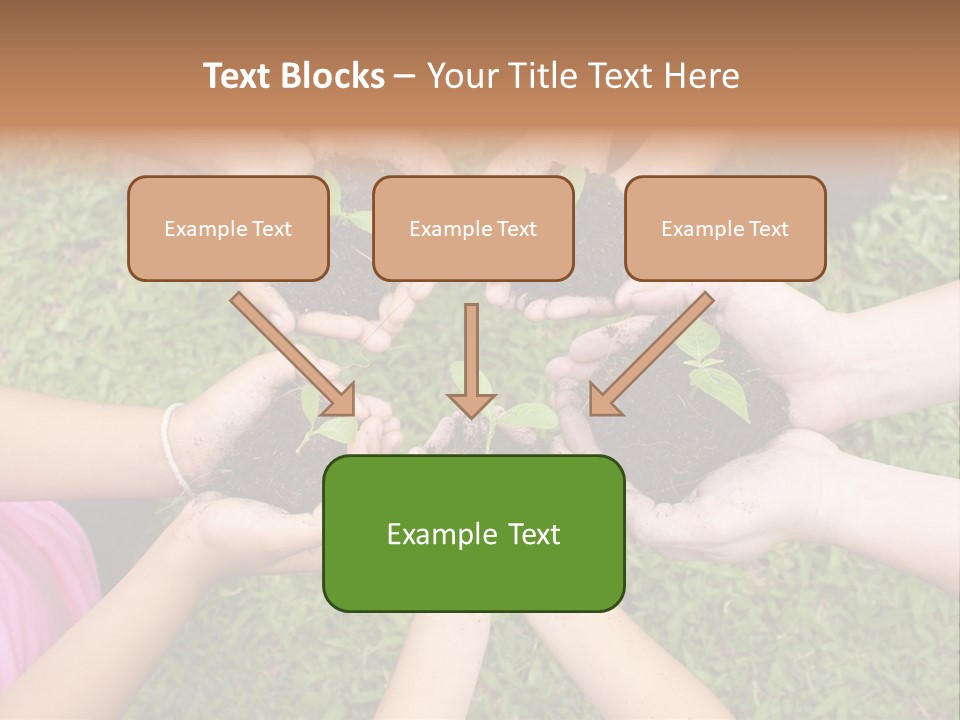 A Group Of People Holding Plants In Their Hands PowerPoint Template