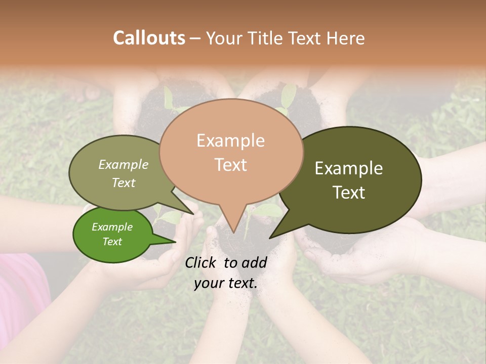 A Group Of People Holding Plants In Their Hands PowerPoint Template