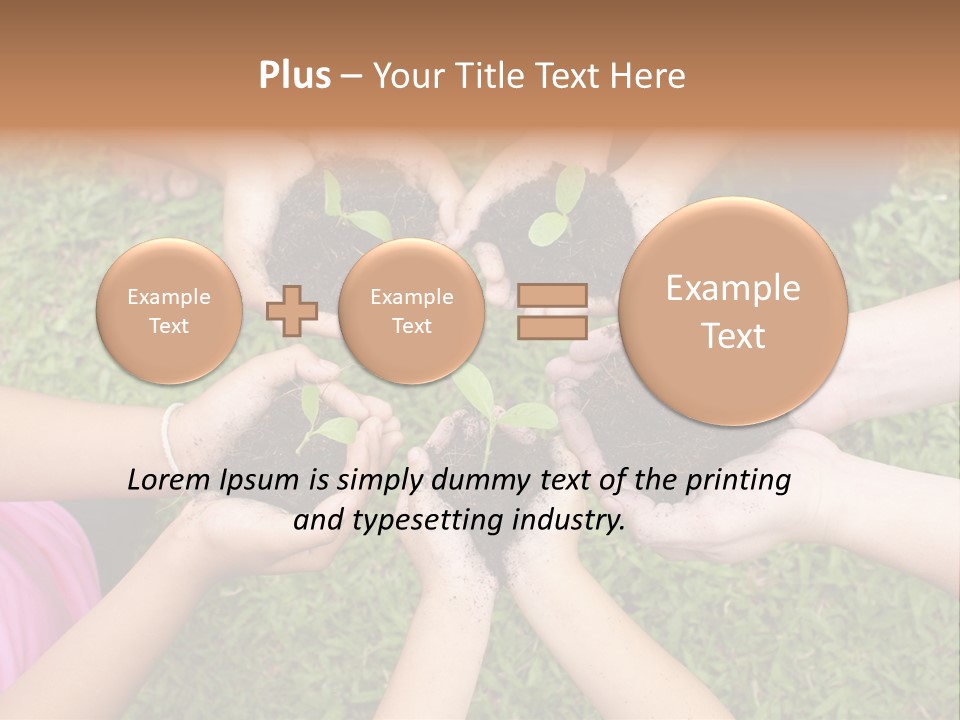 A Group Of People Holding Plants In Their Hands PowerPoint Template