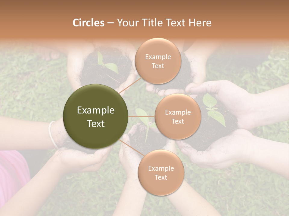 A Group Of People Holding Plants In Their Hands PowerPoint Template