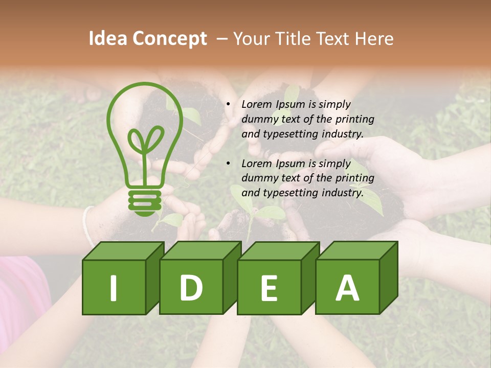 A Group Of People Holding Plants In Their Hands PowerPoint Template