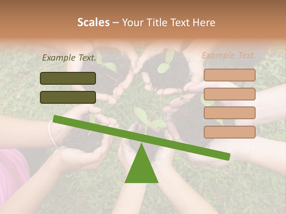 A Group Of People Holding Plants In Their Hands PowerPoint Template